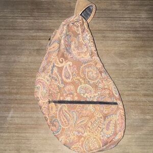 L.L. Bean Paisley Sling Bag Zip Closure Shoulder Strap Zipper Accents
